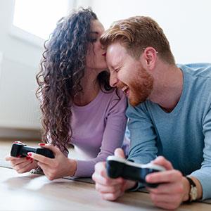 meet gamers here, couple playing game